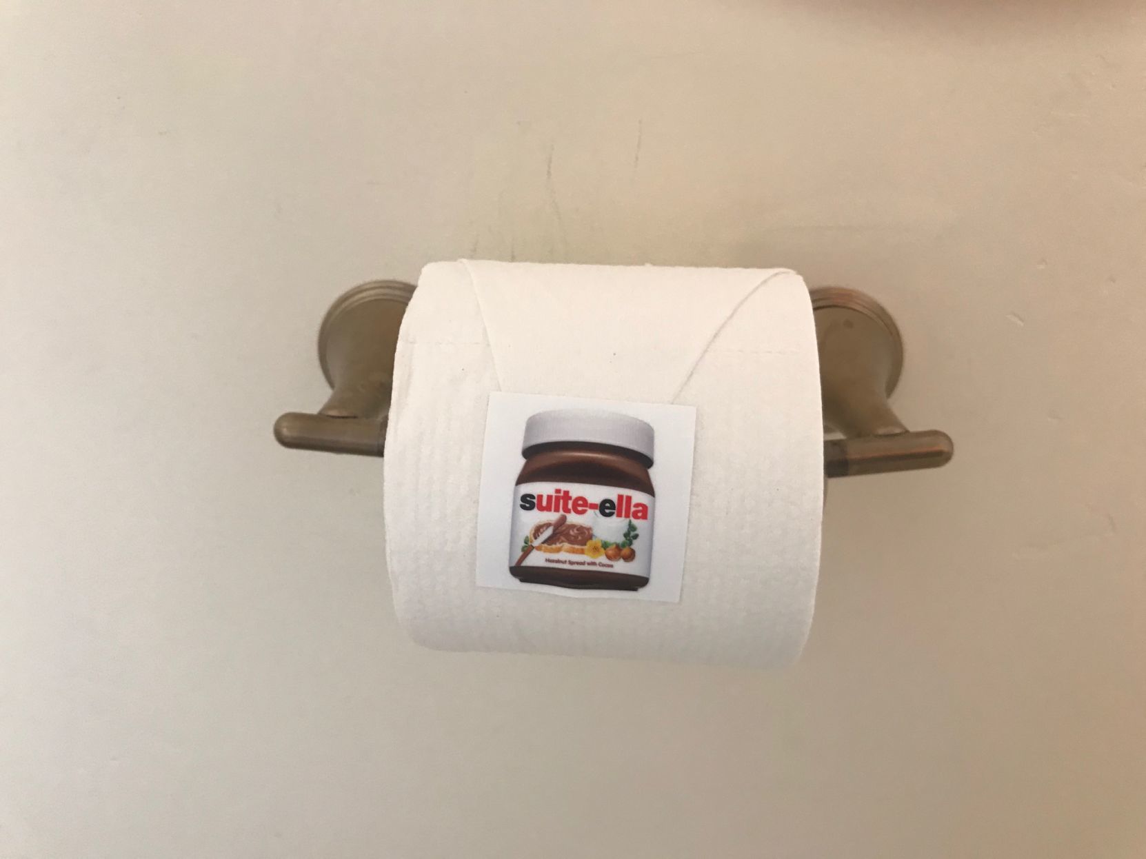 Even the toilet paper at Hotella Nutella had a Nutella logo on it.